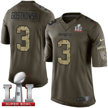 Nike Patriots #3 Stephen Gostkowski Green Super Bowl LI 51 Men's Stitched NFL Limited Salute to Service