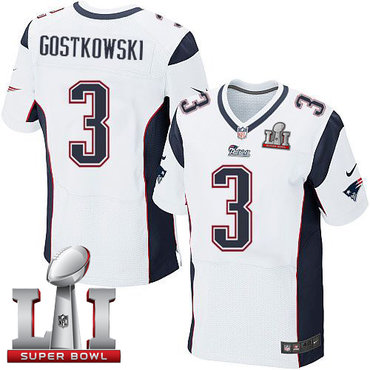 Nike Patriots #3 Stephen Gostkowski White Super Bowl LI 51 Men's Stitched NFL Elite Jersey Nike Patriots #3 Stephen Gostkowski White Super Bowl LI 51 Men's Stitched NFL Elite Jersey