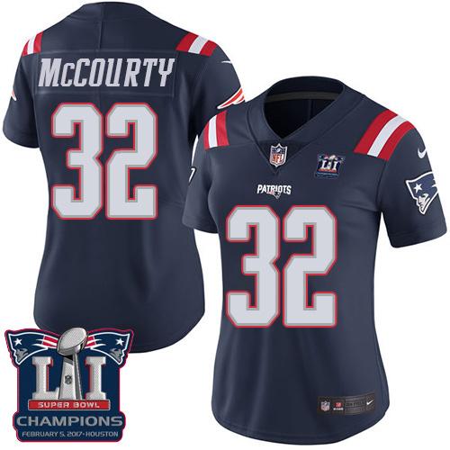 Nike Patriots #32 Devin McCourty Navy Blue Super Bowl LI Champions Women's Stitched NFL Limited Rush Jersey