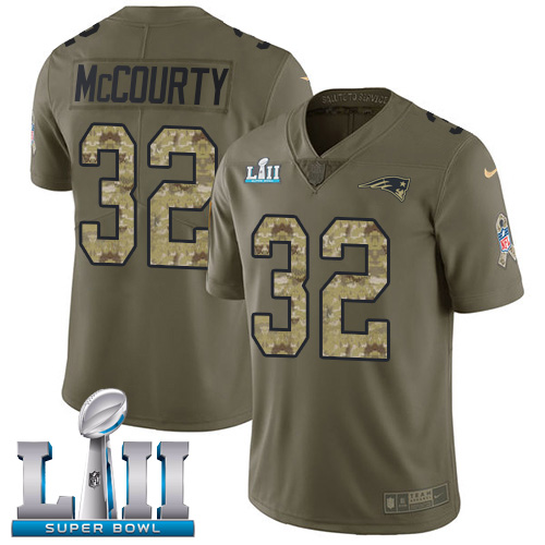 Nike Patriots #32 Devin McCourty Olive Camo Super Bowl LII Youth Stitched NFL Limited 2017 Salute to Service Jersey
