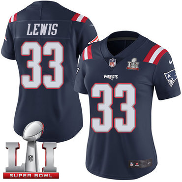 Nike Patriots #33 Dion Lewis Navy Blue Super Bowl LI 51 Women's Stitched NFL Limited Rush Jersey
