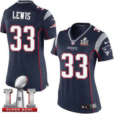 Nike Patriots #33 Dion Lewis Navy Blue Team Color Super Bowl LI 51 Women's Stitched NFL New Elite Jersey