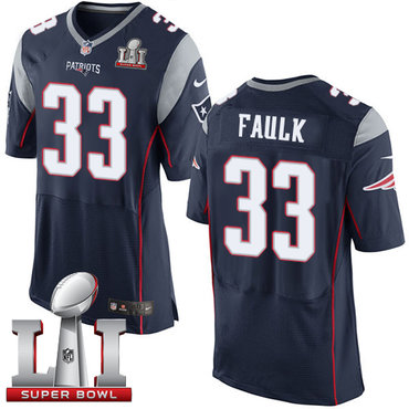 Nike Patriots #33 Kevin Faulk Navy Blue Team Color Super Bowl LI 51 Men's Stitched NFL New Elite Jersey