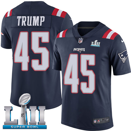 Nike Patriots #45 Donald Trump Navy Blue Super Bowl LII Men's Stitched NFL Limited Rush Jersey Nike Patriots #45 Donald Trump Navy Blue Super Bowl LII Men's Stitched NFL Limited Rush Jersey