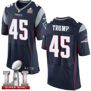 Nike Patriots #45 Donald Trump Navy Blue Team Color Super Bowl LI 51 Men's Stitched NFL Elite Jersey