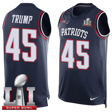 Nike Patriots #45 Donald Trump Navy Blue Team Color Super Bowl LI 51 Men's Stitched NFL Limited Tank Top Jersey Nike Patriots #45 Donald Trump Navy Blue Team Color Super Bowl LI 51 Men's Stitched NFL Limited Tank Top Jersey