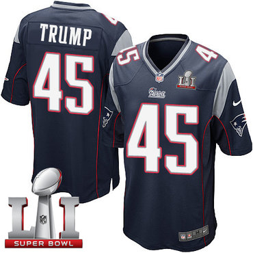 Nike Patriots #45 Donald Trump Navy Blue Team Color Super Bowl LI 51 Youth Stitched NFL New Elite Jersey