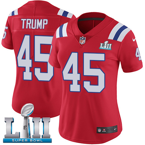 Nike Patriots #45 Donald Trump Red Alternate Super Bowl LII Women's Stitched NFL Vapor Untouchable Limited Jersey