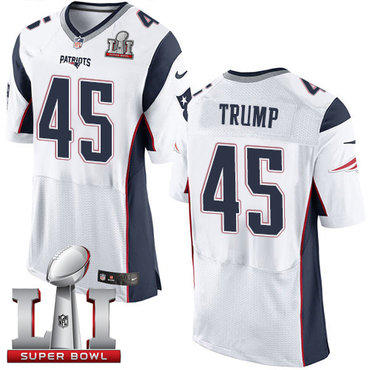 Nike Patriots #45 Donald Trump White Super Bowl LI 51 Men's Stitched NFL Elite Jersey