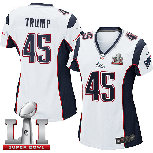Nike Patriots #45 Donald Trump White Super Bowl LI 51 Women's Stitched NFL New Elite Jersey