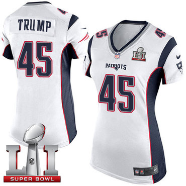 Nike Patriots #45 Donald Trump White Super Bowl LI 51 Women's Stitched NFL New Elite Jersey