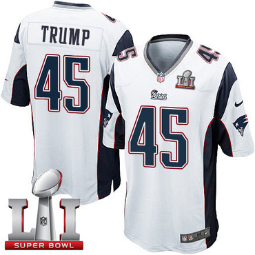 Nike Patriots #45 Donald Trump White Super Bowl LI 51 Youth Stitched NFL New Elite Jersey
