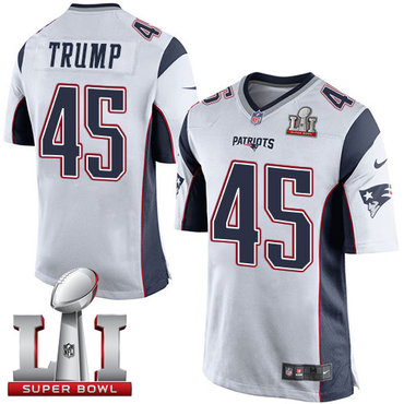 Nike Patriots #45 Donald Trump White Super Bowl LI 51 Youth Stitched NFL New Elite Jersey