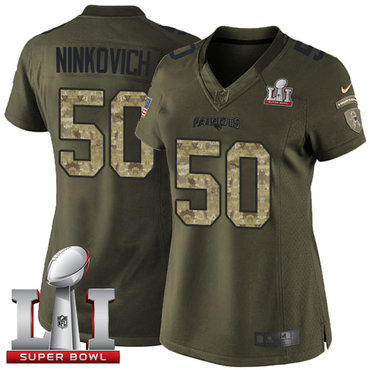 Nike Patriots #50 Rob Ninkovich Green Super Bowl LI 51 Women's Stitched NFL Limited Salute to Service Jersey