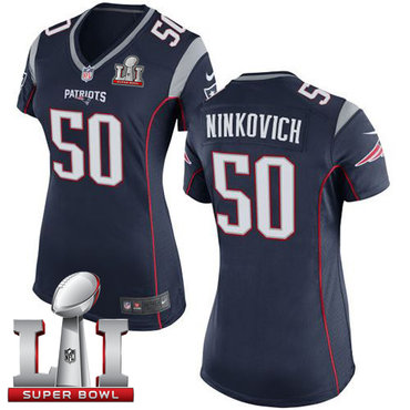 Nike Patriots #50 Rob Ninkovich Navy Blue Team Color Super Bowl LI 51 Women's Stitched NFL New Elite Jersey
