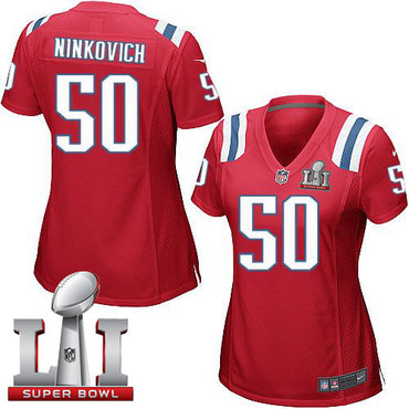 Nike Patriots #50 Rob Ninkovich Red Alternate Super Bowl LI 51 Women's Stitched NFL Elite Jersey