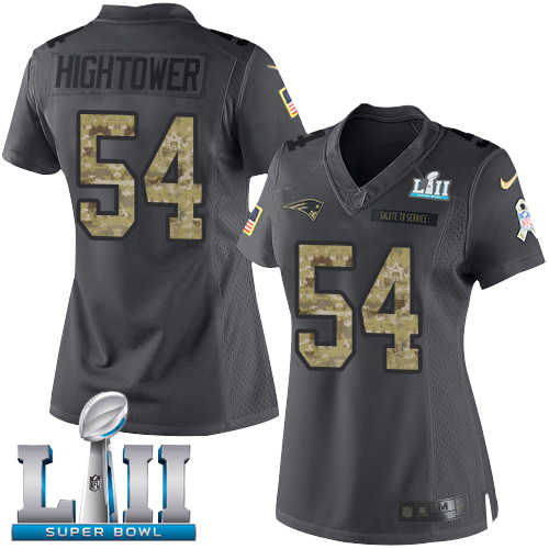 Nike Patriots #54 Dont'a Hightower Black Super Bowl LII Women's Stitched NFL Limited 2016 Salute to Service Jersey Nike Patriots #54 Dont'a Hightower Black Super Bowl LII Women's Stitched NFL Limited 2016 Salute to Service Jersey