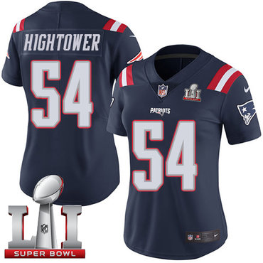 Nike Patriots #54 Dont'a Hightower Navy Blue Super Bowl LI 51 Women's Stitched NFL Limited Rush Jersey