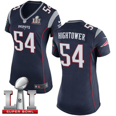 Nike Patriots #54 Dont'a Hightower Navy Blue Team Color Super Bowl LI 51 Women's Stitched NFL New Elite Jersey