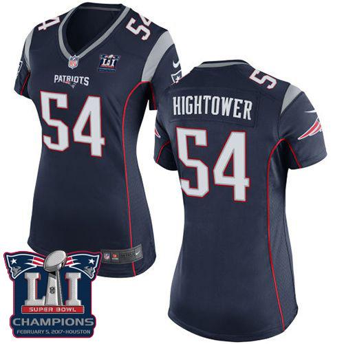 Nike Patriots #54 Dont'a Hightower Navy Blue Team Color Super Bowl LI Champions Women's Stitched NFL New Elite Jersey