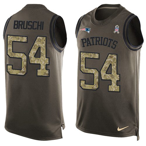 Nike Patriots #54 Tedy Bruschi Green Men's Stitched NFL Limited Salute To Service Tank Top Jersey Nike Patriots #54 Tedy Bruschi Green Men's Stitched NFL Limited Salute To Service Tank Top Jersey