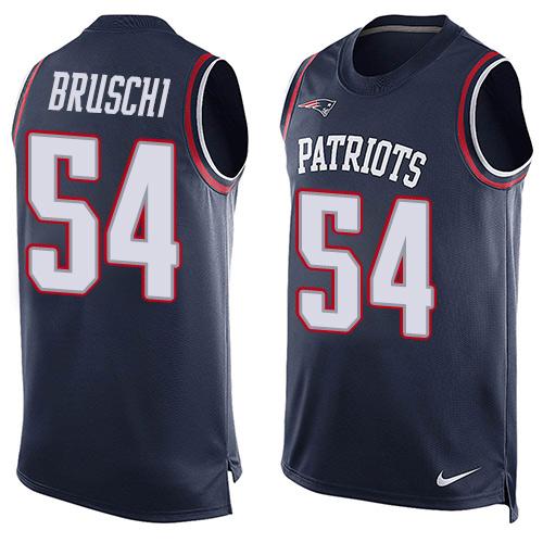 Nike Patriots #54 Tedy Bruschi Navy Blue Team Color Men's Stitched NFL Limited Tank Top Jersey Nike Patriots #54 Tedy Bruschi Navy Blue Team Color Men's Stitched NFL Limited Tank Top Jersey
