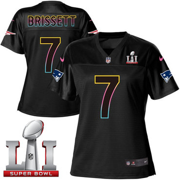 Nike Patriots #7 Jacoby Brissett Black Super Bowl LI 51 Women's NFL Fashion Game Jersey