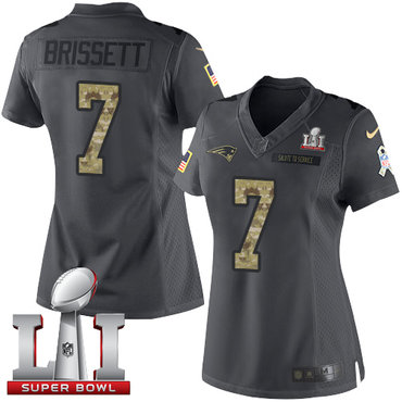 Nike Patriots #7 Jacoby Brissett Black Super Bowl LI 51 Women's Stitched NFL Limited 2016 Salute to Service Jersey