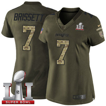 Nike Patriots #7 Jacoby Brissett Green Super Bowl LI 51 Women's Stitched NFL Limited Salute to Service Jersey