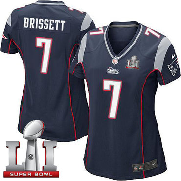 Nike Patriots #7 Jacoby Brissett Navy Blue Team Color Super Bowl LI 51 Women's Stitched NFL New Elite Jersey