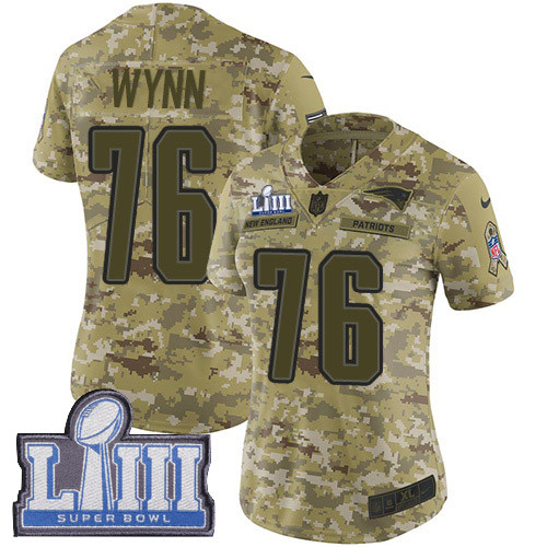 Nike Patriots #76 Isaiah Wynn Camo Super Bowl LIII Bound Women's Stitched NFL Limited 2018 Salute To Service Jersey Nike Patriots #76 Isaiah Wynn Camo Super Bowl LIII Bound Women's Stitched NFL Limited 2018 Salute To Service Jersey