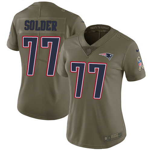 Nike Patriots #77 Nate Solder Olive Women's Stitched NFL Limited 2017 Salute to Service Jersey Nike Patriots #77 Nate Solder Olive Women's Stitched NFL Limited 2017 Salute to Service Jersey