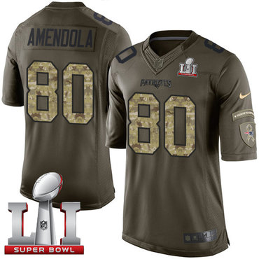 Nike Patriots #80 Danny Amendola Green Super Bowl LI 51 Men's Stitched NFL Limited Salute to Service Jersey