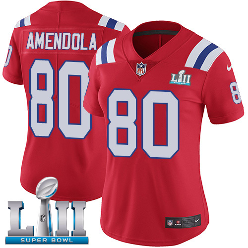Nike Patriots #80 Danny Amendola Red Alternate Super Bowl LII Women's Stitched NFL Vapor Untouchable Limited Jersey