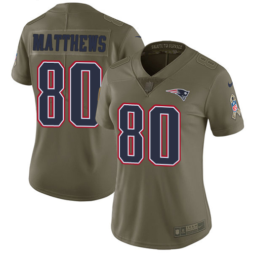 Nike Patriots #80 Jordan Matthews Olive Women's Stitched NFL Limited 2017 Salute to Service Jersey Nike Patriots #80 Jordan Matthews Olive Women's Stitched NFL Limited 2017 Salute to Service Jersey