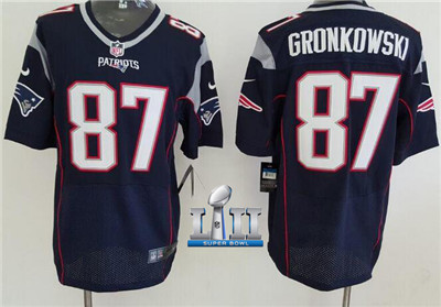 Nike Patriots #87 Rob Gronkowski  Navy Blue Team Color Super Bowl LII Men's Stitched NFL New Elite Jersey