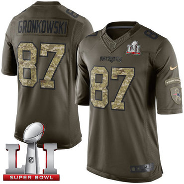 Nike Patriots #87 Rob Gronkowski Green Super Bowl LI 51 Men's Stitched NFL Limited Salute to Service Jersey