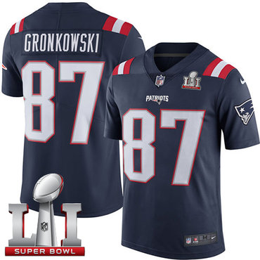 Nike Patriots #87 Rob Gronkowski Navy Blue Super Bowl LI 51 Men's Stitched NFL Limited Rush Jersey Nike Patriots #87 Rob Gronkowski Navy Blue Super Bowl LI 51 Men's Stitched NFL Limited Rush Jersey