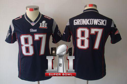 Nike Patriots #87 Rob Gronkowski Navy Blue Team Color Super Bowl LI 51 Women's Stitched NFL Limited Jersey