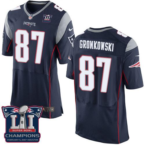 Nike Patriots #87 Rob Gronkowski Navy Blue Team Color Super Bowl LI Champions Men's Stitched NFL New Elite Jersey