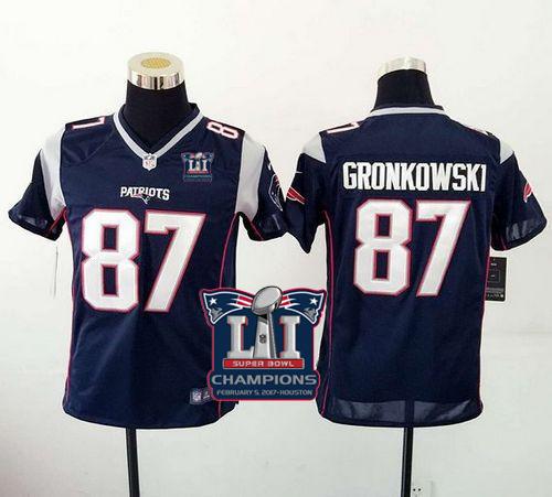 Nike Patriots #87 Rob Gronkowski Navy Blue Team Color Super Bowl LI Champions Youth Stitched NFL New Elite Jersey Nike Patriots #87 Rob Gronkowski Navy Blue Team Color Super Bowl LI Champions Youth Stitched NFL New Elite Jersey
