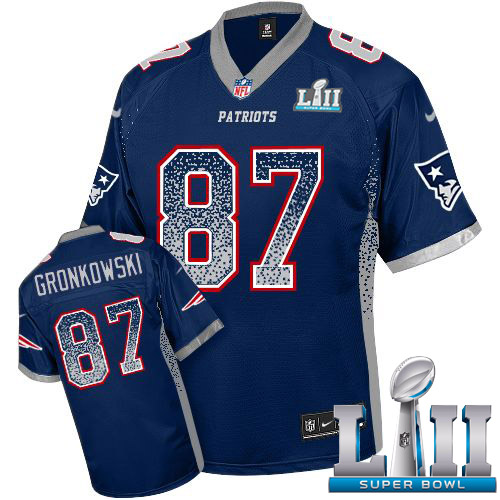 Nike Patriots #87 Rob Gronkowski Navy Blue Team Color Super Bowl LII Men's Stitched NFL Elite Drift Fashion Jersey Nike Patriots #87 Rob Gronkowski Navy Blue Team Color Super Bowl LII Men's Stitched NFL Elite Drift Fashion Jersey