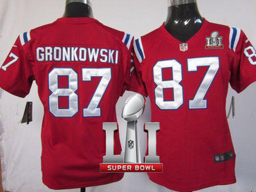Nike Patriots #87 Rob Gronkowski Red Alternate Super Bowl LI 51 Women's Stitched NFL Elite Jersey