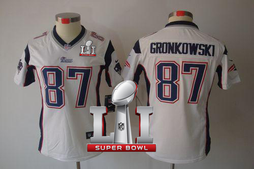 Nike Patriots #87 Rob Gronkowski White Super Bowl LI 51 Women's Stitched NFL Limited Jersey