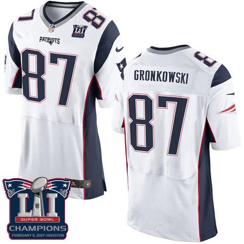 Nike Patriots #87 Rob Gronkowski White Super Bowl LI Champions Men's Stitched NFL New Elite Jersey