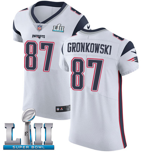 Nike Patriots #87 Rob Gronkowski White Super Bowl LII Men's Stitched NFL Vapor Untouchable Elite Jersey Nike Patriots #87 Rob Gronkowski White Super Bowl LII Men's Stitched NFL Vapor Untouchable Elite Jersey