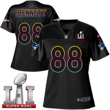 Nike Patriots #88 Martellus Bennett Black Super Bowl LI 51 Women's NFL Fashion Game Jersey