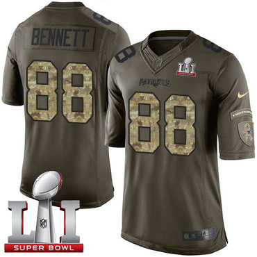 Nike Patriots #88 Martellus Bennett Green Super Bowl LI 51 Men's Stitched NFL Limited Salute to Service Jersey