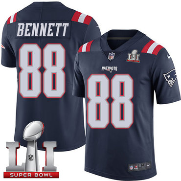 Nike Patriots #88 Martellus Bennett Navy Blue Super Bowl LI 51 Men's Stitched NFL Limited Rush Jersey