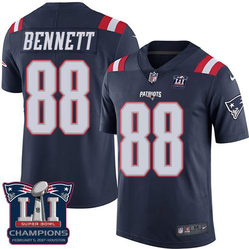 Nike Patriots #88 Martellus Bennett Navy Blue Super Bowl LI Champions Men's Stitched NFL Limited Rush Jersey